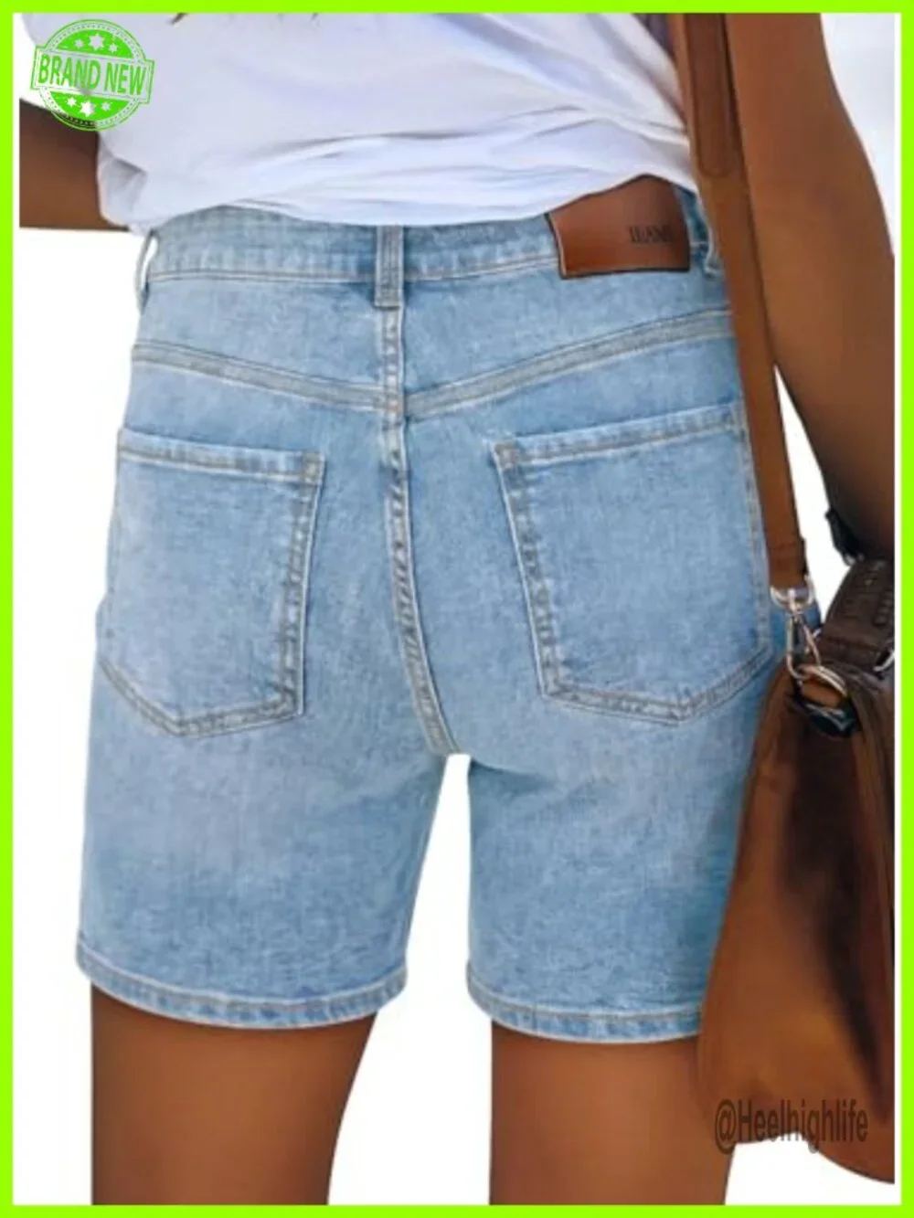 High Waisted Stretchy Denim Cut Off Jean Shorts with Pockets